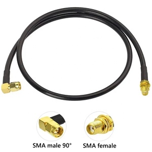 Кабель коаксиальный RG58, разъемы <span class=keywords><strong>SMA</strong></span> (штекер/гнездо), угловой, пигтейл, радиочастотный, 50 Вт, удлинитель для антенны - Product Image 2