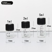 Petites bouteilles cylindriques en verre transparent 1ml 2ml 3ml pour échantillons d'huiles essentielles et de parfums, flacons d'essai gradués avec compte-gouttes