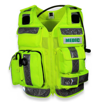 Gilet di Sicurezza Fluorescente Verde Lime Classe 2 con Logo Stampato, per Emergenze e Lavoro Medico, con Grandi Tasche Posteriori