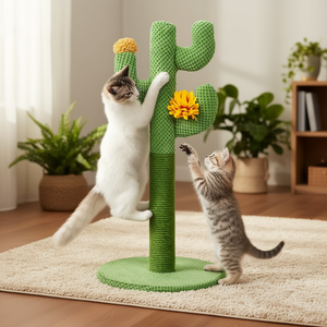 Griffoir pour chat en forme de cactus vert avec fleur jaune, pour chats d'intérieur - Product Image 3