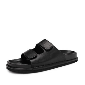 Xinzirain, diseño personalizado, chanclas de cuero genuino con doble hebilla para hombre, cómodas sandalias antideslizantes para exteriores, zapatillas deslizantes - Product Image 2