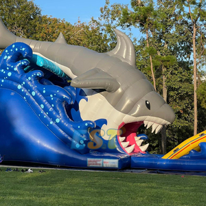 Nouveau design toboggan <span class=keywords><strong>gonflable</strong></span> de qualité commerciale toboggan <span class=keywords><strong>gonflable</strong></span> de <span class=keywords><strong>requin</strong></span> toboggan aquatique extérieur avec <span class=keywords><strong>piscine</strong></span> à vendre - Product Image 4