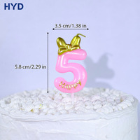 Velas de Cumpleaños Personalizadas 2026 con Lazo Decorativo, Ecológicas, Color Rosa, con Recubrimiento Metálico para Decoración de Pasteles