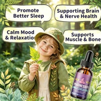 Gouttes liquides de glycinate de magnésium pour enfants et adultes avec L-théanine, oméga-3, vitamines B6 et D3 pour un meilleur sommeil – Complément naturel