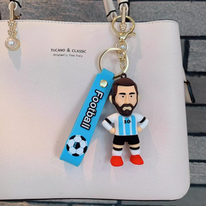 <span class=keywords><strong>Porte</strong></span>-clés de football de dessin animé 3D, figurine de joueur de football, poupée <span class=keywords><strong>porte</strong></span>-clés en caoutchouc pour les amateurs de sport - Product Image 3
