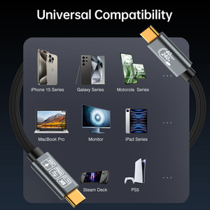 Câble USB4 Thunderbolt 4 personnalisé, 240 W, 40 Gbps, type C, 8K, 4K, charge rapide, câble USB pour audio, vidéo et données - Product Image 5