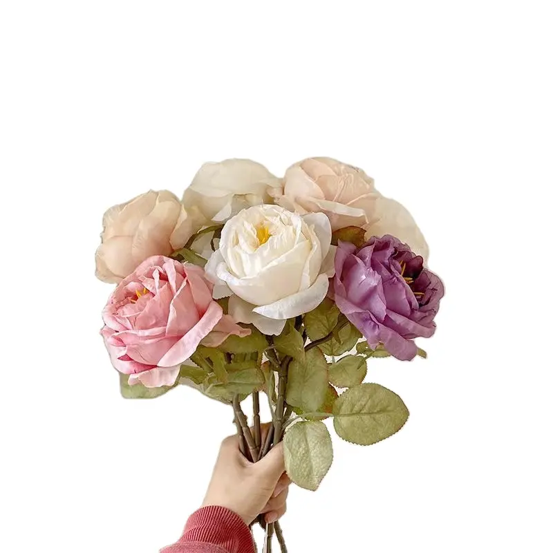 Stereoscopic 3D preserved fresh single flower artificial silk rose desk decoration home backdrop photo prop