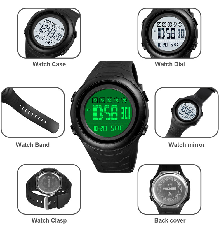 SKMEI 1674 Wholesale high quality simple fashion wrist watch men's watch 50ATM waterproof sports digital watch