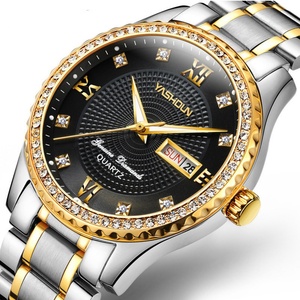 Montres à quartz pour hommes de luxe en gros d'usine, bracelet en acier doré, style simple et professionnel, avec cadran en verre de 40 mm, affichage par aiguille - Product Image 4