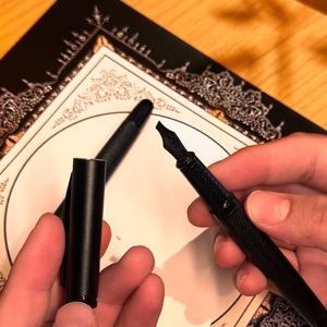 3 pezzi di nuove penne stilografiche nere Samurai in metallo con pennino largo, con pennino inciso per calligrafia <span class=keywords><strong>araba</strong></span> e tibetana, pennino inclinato 123 mm - Product Image 3