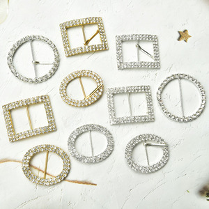 مشابك كريستالية فاخرة بلينغ مربعة مستديرة للأحذية والفساتين والأحزمة حقائب أجهزة تزيين سهلة الاستخدام للعروس والأزياء - Product Image 2