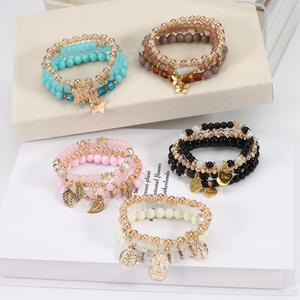Fashion Jewelry Beaded Charm Bracelets Set For Women Boho Star <b>Tree</b> Leaf Butterfly <b>Crystal</b> Elastic Bracelets Gift Made In China - Product Image 3