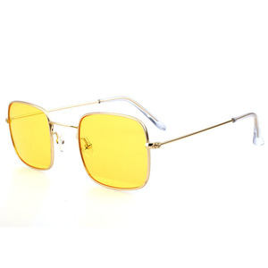 Sunglasses <b>Square</b> <b>Frame</b> Unisex UV400 Protection Fashionable Travel Outfits <b>White</b> Yellow Gold Silver Black Full Rim Class 2 - Product Image 2