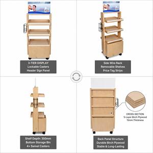 Espositore in <span class=keywords><strong>Legno</strong></span> Naturale Personalizzato <span class=keywords><strong>per</strong></span> Artigianato, Negozi, Aree Espositive, Eventi all'Aperto, Logo OEM - Product Image 3