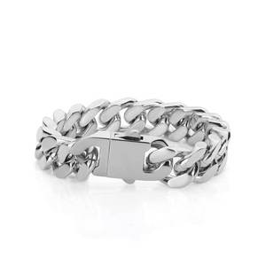 Bracciale a catena cubana in acciaio inossidabile placcato argento europeo W143 con <span class=keywords><strong>logo</strong></span> personalizzabile, per uomo e donna, con motivo buddista a punta, 8mm-12mm - Product Image 2