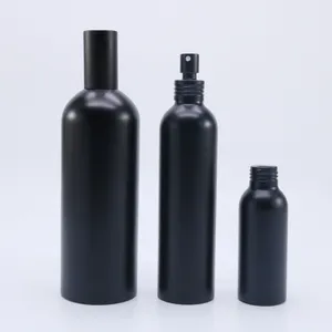 100ml 250ml Luxury Matte Black Aluminum Spray Bottle With Matte Black Cream Pump