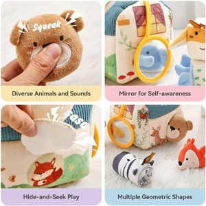 PQT2435 <span class=keywords><strong>Giocattoli</strong></span> Educativi Montessori in Cotone a Forma di Animali per Neonati 0-12 <span class=keywords><strong>Mesi</strong></span> con Funzioni Musicali per lo Sviluppo Sensoriale - Product Image 4