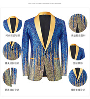 Veste de costume à paillettes dégradées M-5XL pour homme, pour spectacle sur scène, animateur de bar ou défilé de mode