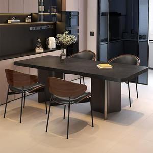 Juego de Muebles de Comedor Rectangulares al por Mayor, <span class=keywords><strong>Mesa</strong></span> y Sillas de Comedor con Estructura de Acero Inoxidable Negro de <span class=keywords><strong>Alta</strong></span> Calidad - Product Image 4