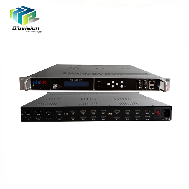 (Q324M) 24 in 1 HD Video Modulator MEPG4 Broadcast Cable Tv Digital Dvb T2 Encoder Modulator Dvb-t Out