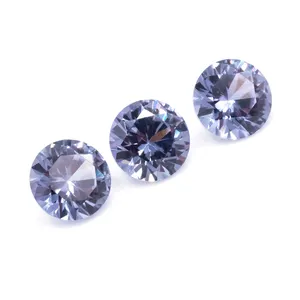 Redleaf Loose Gemstones High Quality Corundum Stone Change Color Alexandrite 45# Round Shape Loose Gemstone