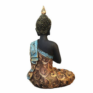 Statue décorative <span class=keywords><strong>en</strong></span> résine, personnage japonais, vraie Statue de <span class=keywords><strong>bouddha</strong></span> noir et doré, siège thaïlandais, maison de dieu - Product Image 4