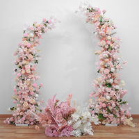 Arche de Mariage Personnalisée Haute Qualité avec Roses Blanches et Roses, Fleurs Artificielles en Soie pour Fond de Décoration, Vente en Gros