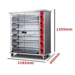 Rôtissoire à poulet en acier inoxydable à gaz, <span class=keywords><strong>6</strong></span> broches, rotation automatique, contrôle de la température avec lumière/ventilateur, grande capacité pour rôti de bœuf, agneau - Product Image 6