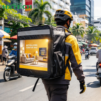Sac à dos de livraison LED, écran LED pour livraison de nourriture, sac à dos de livraison pour moto, boîte de livraison étanche, affichage LED publicitaire