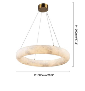 Hiện đại đơn giản biệt thự sang trọng cầu thang cầu thang nhà hàng tự nhiên Alabaster dài dòng treo vòng tròn đèn chùm - Product Image 3