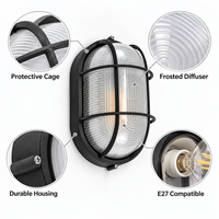 Applique murale LED nautique IP65 E27 pour extérieur, luminaire de jardin étanche, applique murale ronde ou ovale