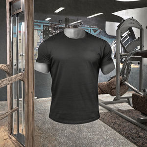 Camiseta Deportiva Negra para Hombre, con Logotipo Personalizado, Tejido Elástico de Algodón y Elastano, Método de Impresión Digital - Product Image 3