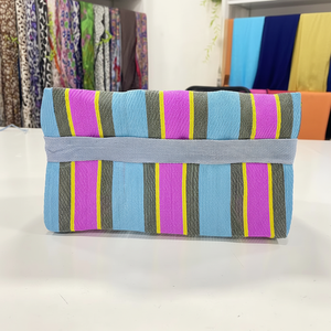 Women's Eco-Friendly Multicolor Stripes Woven Nylon Shopping <b>Bag</b> Zipper Hand Pouch Case Geometric Fashionable Cosmetic <b>Bag</b> - Product Image 1