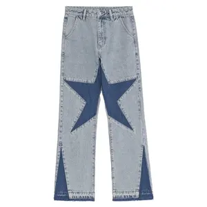 MJ207 pantaloni in denim stile streetwear uomo star patchwork denim jeans uomo hip hop pantaloni in denim