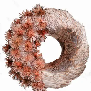 Christmas decoration New product wreath ornament half tinsel half pompom flowers garland decoration