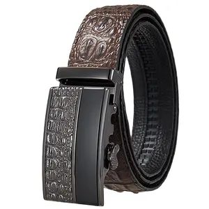 Ceintures en cuir personnalisées de luxe de haute qualité pour hommes avec des ceintures de longueur en cuir de crocodile véritable pour hommes