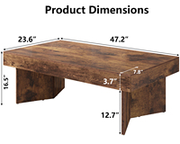 Fabricant exportateur de table de café rustique marron moderne, plateau en bois oblong de 47 pouces, pour la décoration intérieure des cafés et des cafétérias