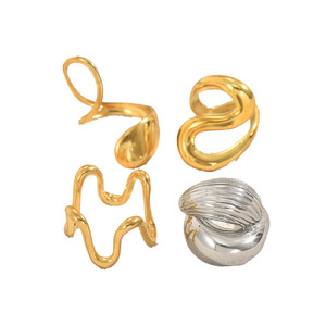 Geometric Open <b>Ring</b> Set U Shaped Gold <b>Silver</b> <b>Plain</b> Band Women's Fashion Jewelry Gift JZ1418 - Product Image 5