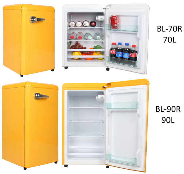 Home Hotel 116L Liter 4.1 Cu.ft BCD-116WR Mini Double Door Compact Combi Fridge Refrigerator With Bottom Freezer Box Retro Style