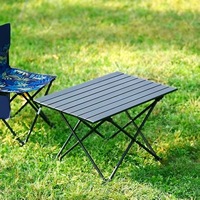 Table de camping pliable d'extérieur avec design intégré en forme d'œuf, cadre en fer rectangulaire, mobilier d'extérieur pour pique-niques et stands