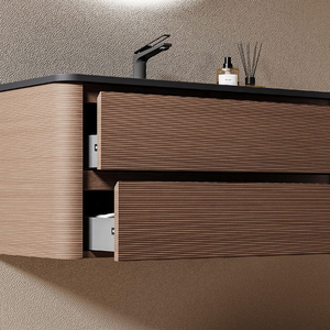 Modern Bathroom Vanity Set: Plywood Sink Cabinet & Round Smart Mirror, Ideal for Hotels and Apartments - Product Image 4