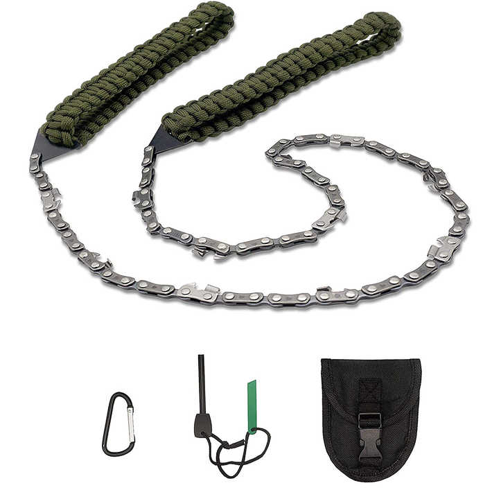 Sierra De Cadena De Mano Plegable Con Mango De Paracord - 36 Pulgadas, Ideal Para Camping, Supervivencia Y Jardinería