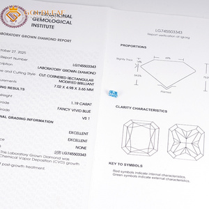 Diamante de Corte Radiante de 1.19ct, Color Azul Intenso, VS1, Cultivado en Laboratorio, con Certificado IGI, Procedente de Guangxi, para Joyería - Product Image 5