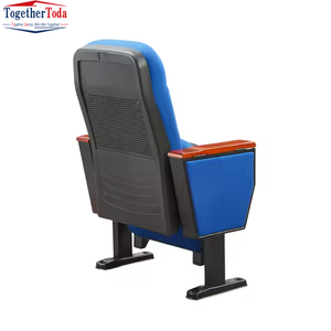 Silla de Auditorio Plegable de Tela Azul Tapizada con un Solo Asiento y Brazos con Escritorio, Ideal para Auditorios y Salas de Conferencias - Product Image 6