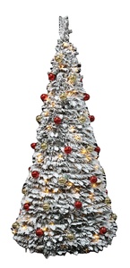 6ft Slim Decorated &amp; Pre-Lit Silver Pop-Up Christmas <strong>Tree</strong> Pull up Christmas <strong>Tree</strong> - Product Image 4