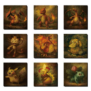 Accessoires rétro de haute qualité Pokemoned, hologramme, Halloween, objets de collection, tableaux d'art, style peinture à l'huile, cartes, boîtes aveugles, boîte cadeau - Product Image 5