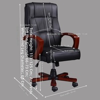 Chaise de bureau pivotante de direction à dossier haut avec revêtement en cuir PU réglable et structure en bois