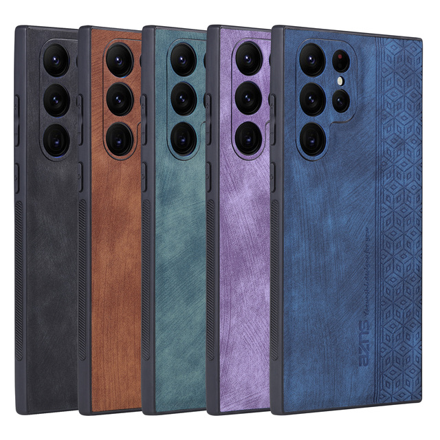 PU Leather Protector Cell Phone Cases for Samsung S24 23 22 Series Full Protective Cover for Samsung Series