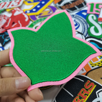 Promotions patchs de sororité à repasser de la meilleure qualité patchs de sororité avec logo brodé rose et vert personnalisés pour vêtements