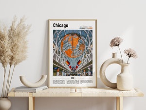 Bán buôn tùy chỉnh du lịch bức tranh tường nghệ thuật <span class=keywords><strong>Chicago</strong></span> thành phố Áp phích Mỹ vải in - Product Image 2